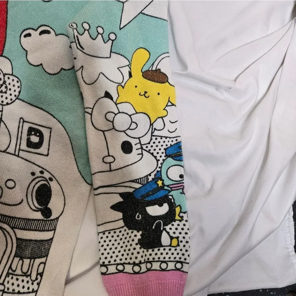 Hello Sanrio x JapanLA knit Hello Kitty metallic‎ oversized sparkle sweater RARE